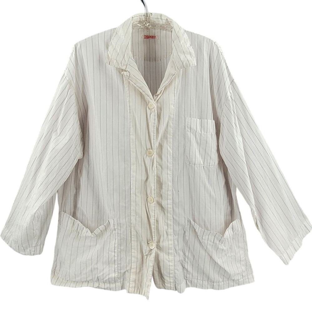 Vintage Esprit White & Purple‎ Stripe Oversized Long-Sleeve Men’s Shirt Pajama